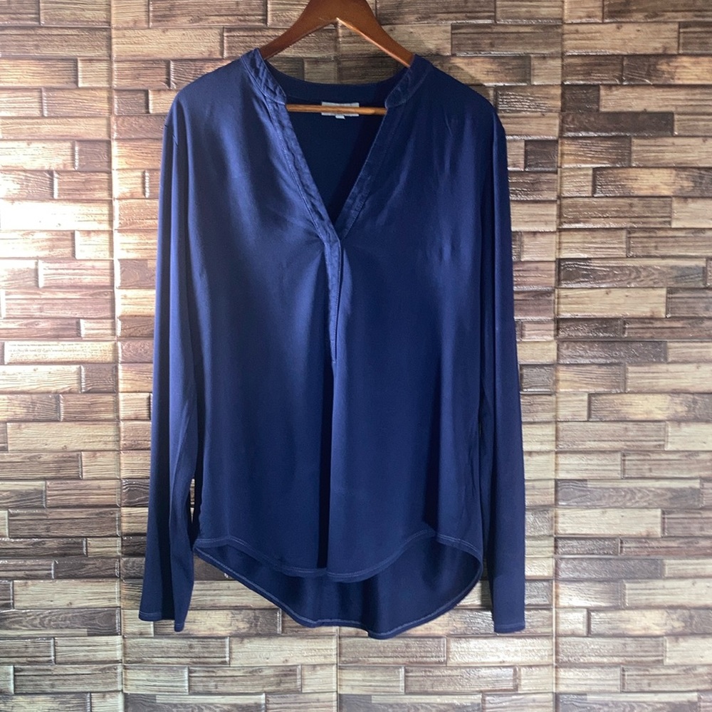 EUC Womens Blue Michael Stars Rayon Spandex Mix Large Blouse